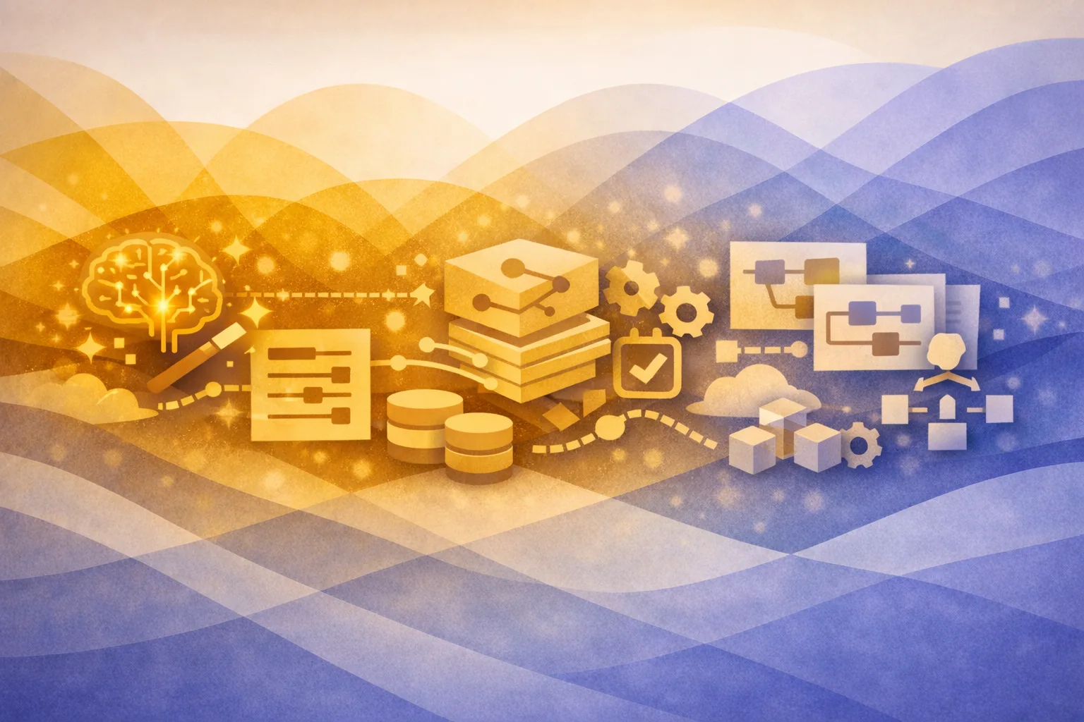 A visual progression from infrastructure and data foundations through to AI and predictive systems